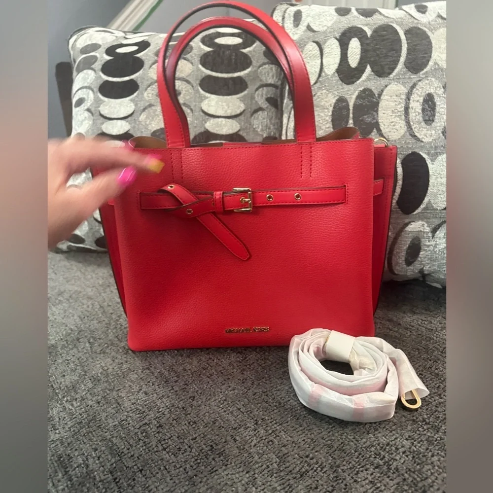 NWT- Michael Kors Red Satchel with Gold Hardware